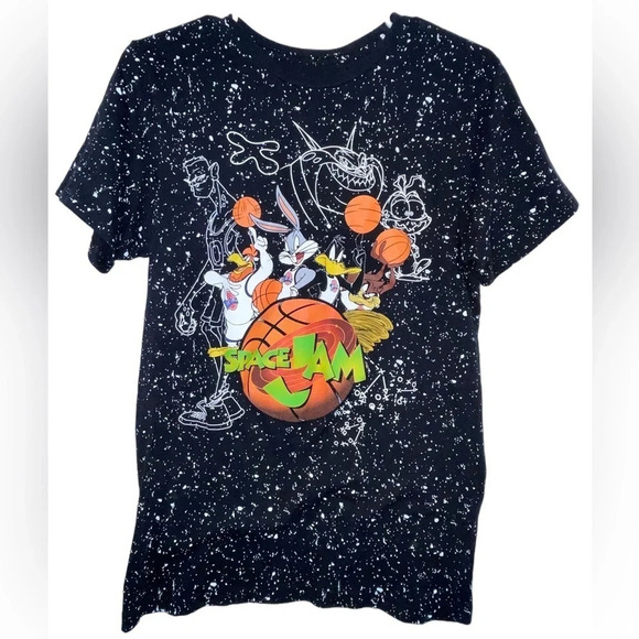 Space Jam Vintage Tshirt Black White Speckles Men’s Size Small Looney Tunes - Picture 5 of 5
